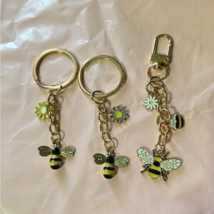 Gold Bee and Flower Keychain PICK 1